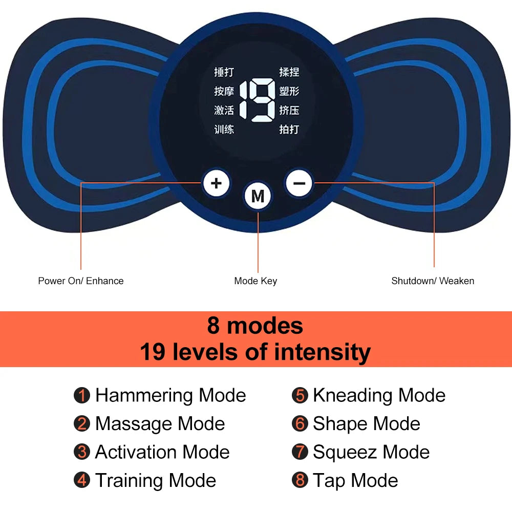 Neck Massager Mini Electric Neck Massage EMS Cervical Back Vertebra Massage Patch 8 Modes Relieve Relax Muscle Fatigue Tools