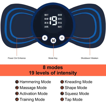 Neck Massager Mini Electric Neck Massage EMS Cervical Back Vertebra Massage Patch 8 Modes Relieve Relax Muscle Fatigue Tools