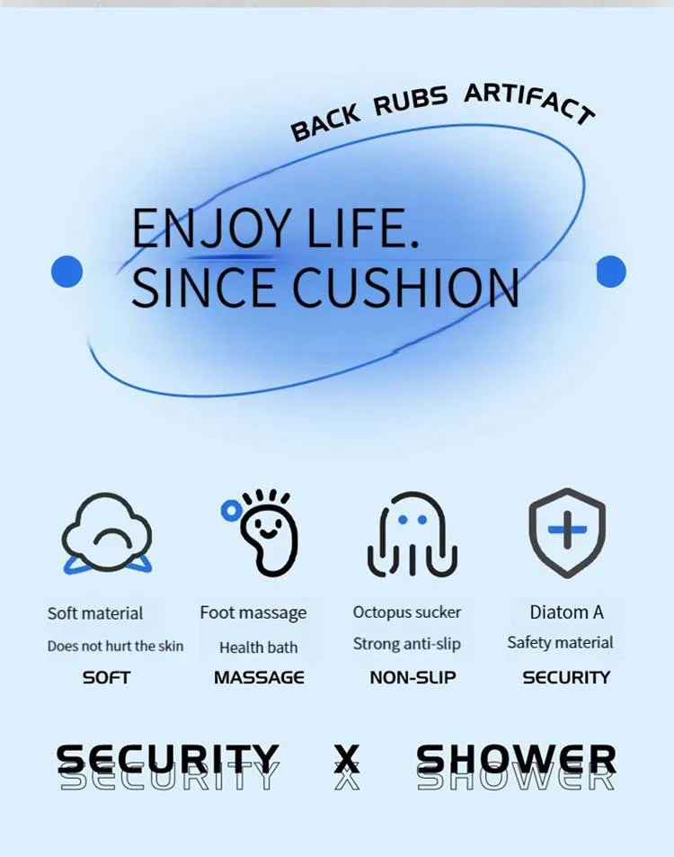 Silicone Backrub Bath Brush Back Massage Suction Cup Backrub Stick Round Bathroom Non-Slip Foot Massager Strong Suction Non-Slip