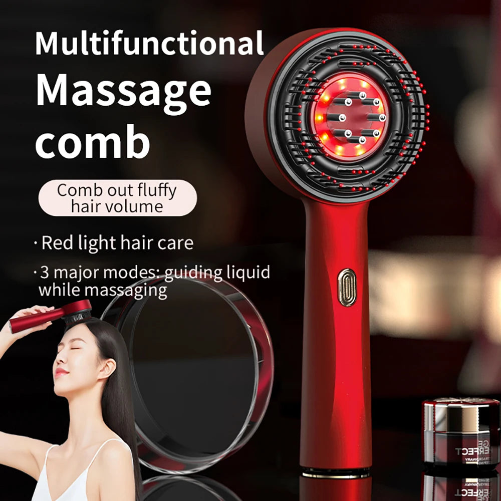 Electric Vibration Massage Comb Red Light Therapy Hair Growth Massage Scalp Brush Anti Hair Loss Liquid Oil Applicator Hair Care